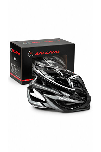 Salcano S172 Bisiklet Kaskı 52-58 cm Ayarlanabilir Siyah Beyaz Gri Yetişkin Kask