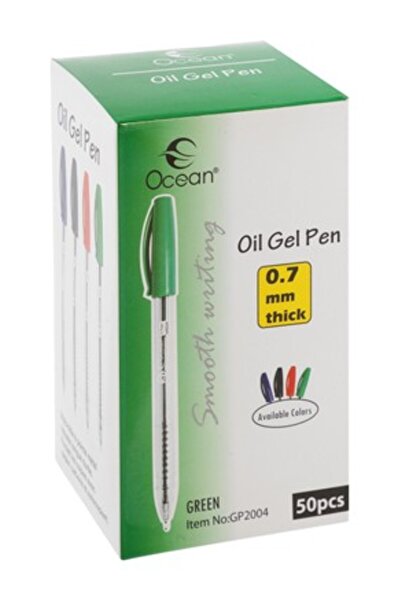 Ocean 0.7mm Green Ink Oil Gel Pens (Pack of 50)