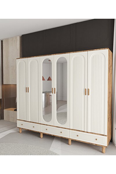 Teen & Bright %100 MDF Mila 6 Kapaklı Çekmeceli Modüler Gardırop - Aytaşı