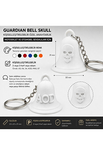 DEMİRHAN3D 🏍️ Kişiye Özel Guardian Bell Skull Motor & Araba Anahtarlık 🔥 | ...