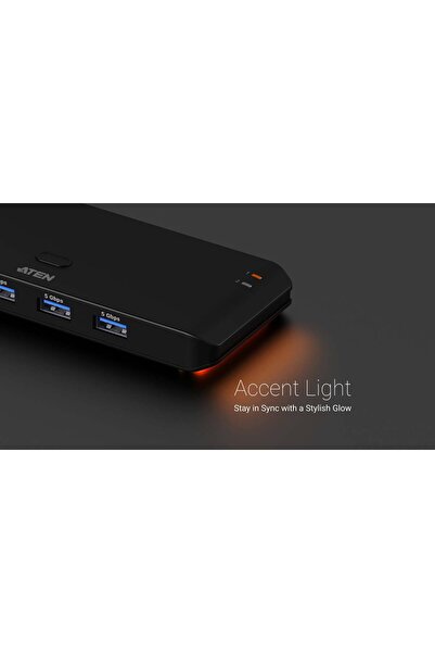 Aten 2 x Switch de partajare periferice USB 3.2 Gen 1 cu 4 porturi (Host: USB...