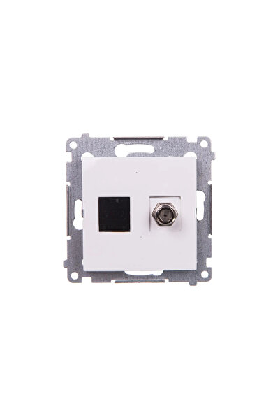 Kontakt-Simon Simon 54 Antenă și soclu computer tip F + RJ45 cat.6 alb (DASFR...