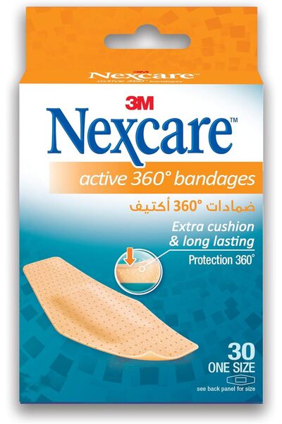 Nexcare ضمادات 3M 572-30DP النشطة، 30 قطعة، مقاس واحد