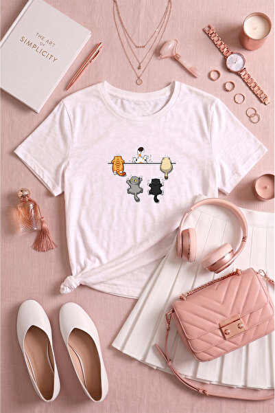 Anetos Cat Design Printed T-Shirt