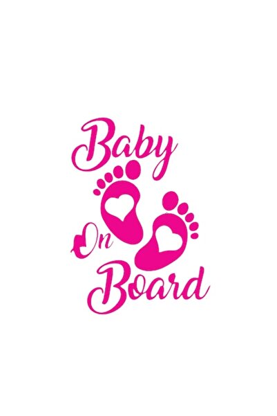 CREATIVE REY Decorative car sticker, Baby on board, with heart, Pink, 17 x 12 cm