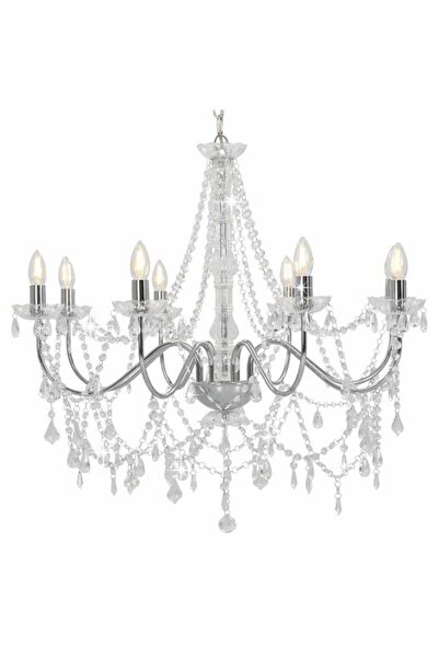 vidaxl Candelabru cu mărgele, Argintiu, 8 sau 14 becuri