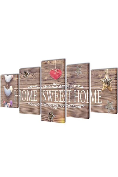 vidaxl Set de tablouri imprimate pe pânză Home Sweet Home, 100 x 50 cm