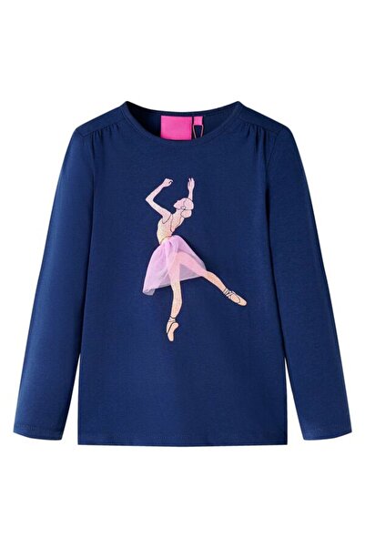 vidaxl Tricou cu mânecă lungă pentru copii, bleumarin, 104