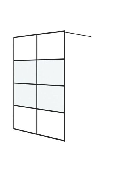vidaxl Paravan de duș tip walk-in negru 140 x 195 cm, sticlă ESG semi-mată