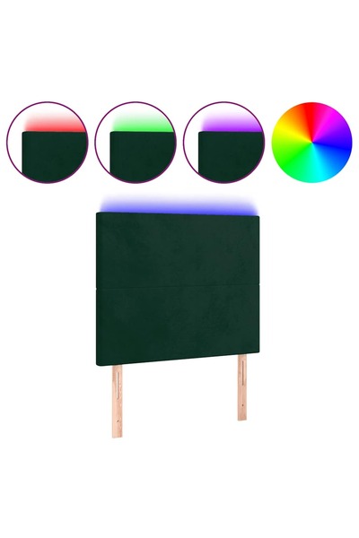 vidaxl Tăblie de pat cu LED, verde închis, 80x5x118/128 cm, catifea
