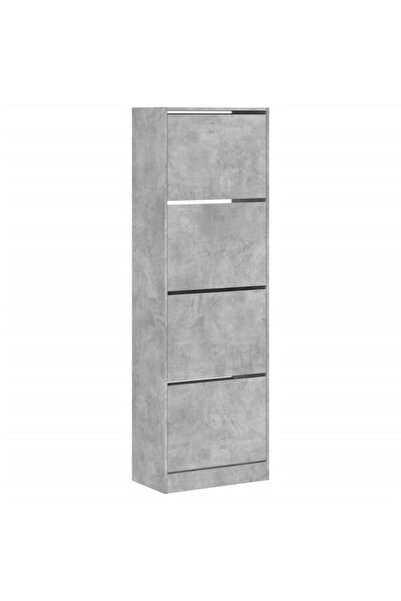 vidaxl Pantofar cu 4 sertare rabatabile, Gri Beton, 60 x 34 x 187,5 cm