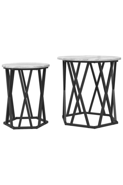 vidaxl Masă de cafea 2 pcs Gri Sonoma Lemn ingineresc și oțel