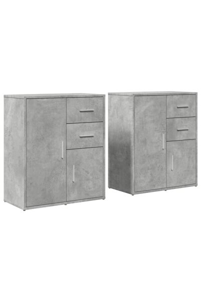vidaxl Dulapuri, 2 buc., gri beton, 60 x 31 x 70 cm, lemn prelucrat