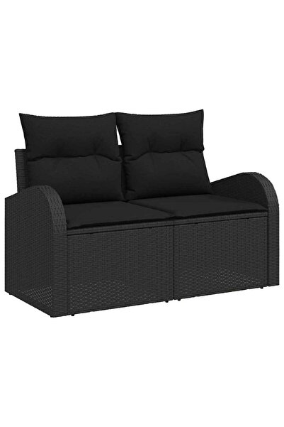 vidaxl Canapea de grădină cu pernă Negru 124 x 62 x 69cm poliratan