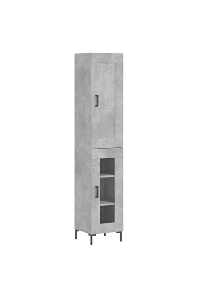 vidaxl Dulap înalt, gri beton, 34,5 x 34 x 180 cm, lemn prelucrat