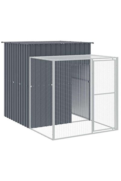 vidaxl Coteț de găini cu incintă antracit 165 x 251 x 181 cm din oțel galvanizat