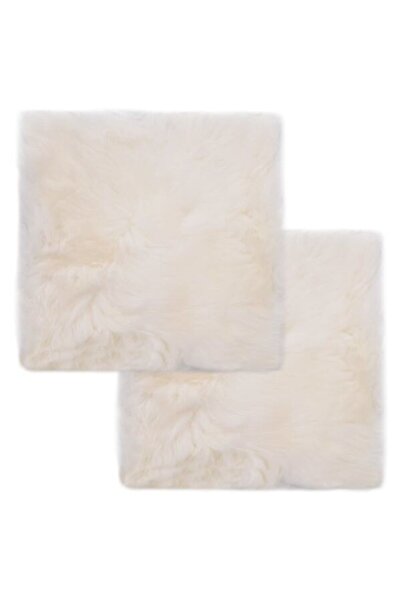 vidaxl Perne de scaun, 2 buc., albe, 40 x 40 cm, piele de oaie