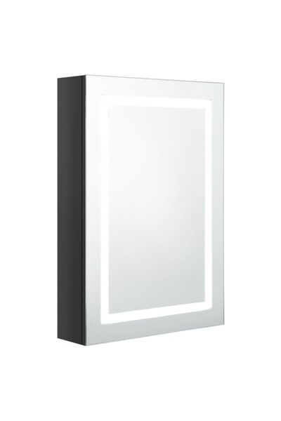 vidaxl Dulap de baie cu oglindă și LED, negru lucios, 50 x 13 x 70 cm