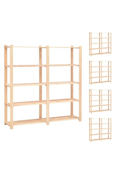 vidaxl Rafturi cu 5 niveluri, 5 bucăți, 170 x 38 x 170 cm, Lemn de pin, 500 kg
