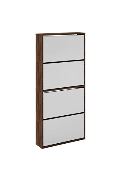 vidaxl Pantofar cu oglindă, 4 niveluri, stejar maro, 63 x 17 x 134 cm