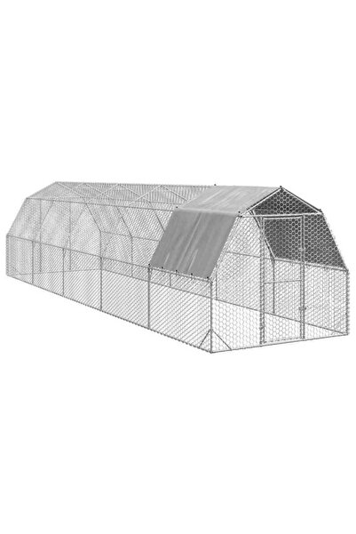 vidaxl Coteț de găini cu acoperiș 2.5 x 10 x 2.25 m Oțel galvanizat