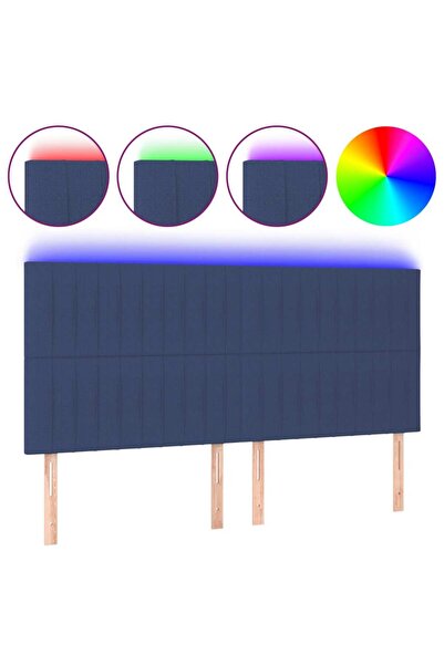 vidaxl Tăblie de pat cu LED, albastru, 200x5x118/128 cm, textil