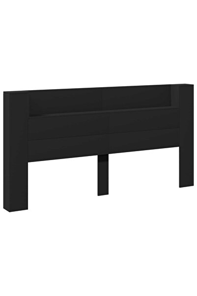 vidaxl Tăblie cap cu raft Negru 200 x 16,5 x 103,5 cm Lemn compozit