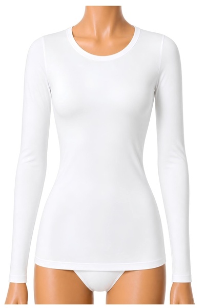 CHARM Yıldız Tekli Women's Crew Neck Lycra Long Sleeve T-Shirt Stretch Cotton...