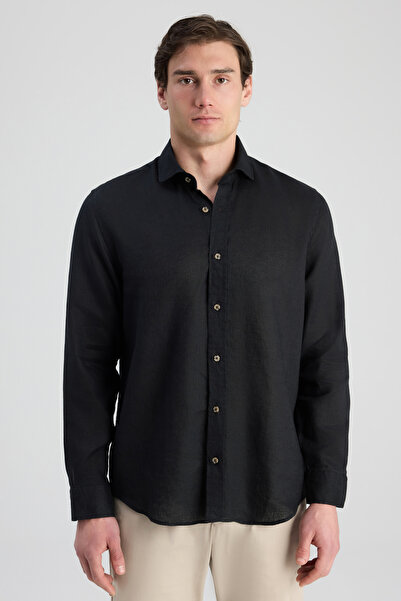 D'S Damat Ds Damat Comfort Black Linen Shirt