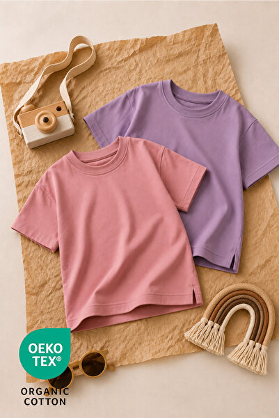 Luppinos Basic 2-Pack 100% Cotton Crew Neck Baby Girl-Child Tshirt Set