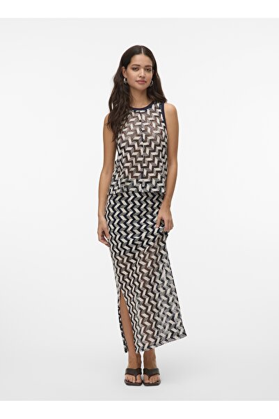 Vero Moda Lacivert Kadın Dar Etek VMTIKKA HW ANKLE SKIRT JRS GA