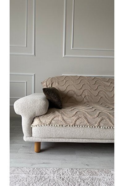 Hisar Home Bohemian Wavy Tassel Pompom Sofa Cover 190X220 cm Decorative Sofa ...