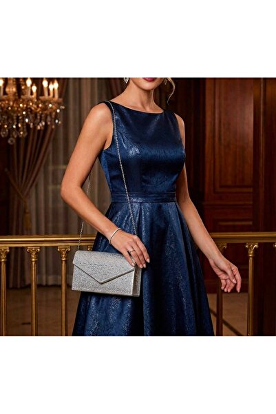 addy Midnight Onyx Evening Dress with Straps and Handbag