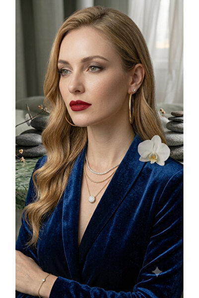 LUXURY Gold Color Classic Large Size Thin Hoop Earrings Set