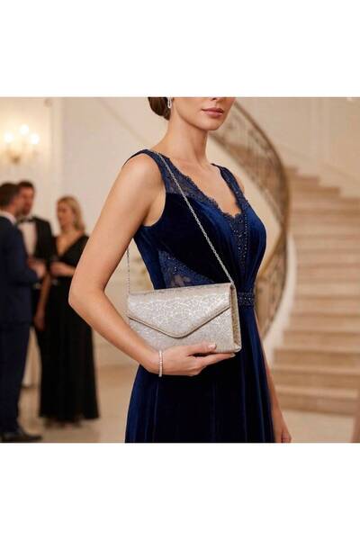 addy Midnight Onyx Evening Dress with Straps and Handbag