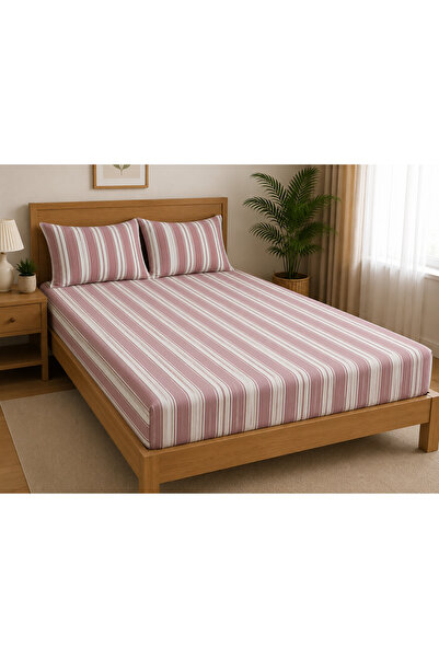 pınarhome collectıon 100% Organic Cotton Fabric Elastic Fitted Sheet+ Pillowc...