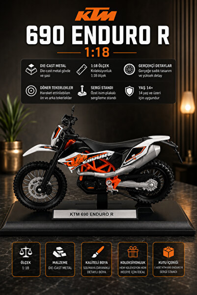 craftivio KTM 690 Enduro R 1:18 Ölçek Die-Cast Metal Motosiklet Maketi Sergi ...