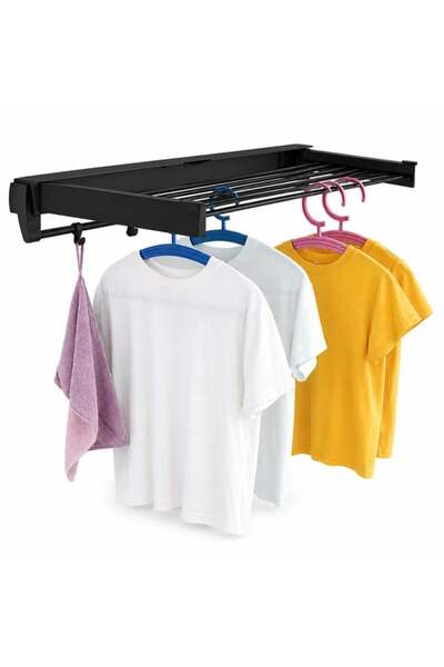SUNUP SN-37718 Katlanabilir Çamaşır Askılığı Duvara Monte Gizli Balkon Akorde...