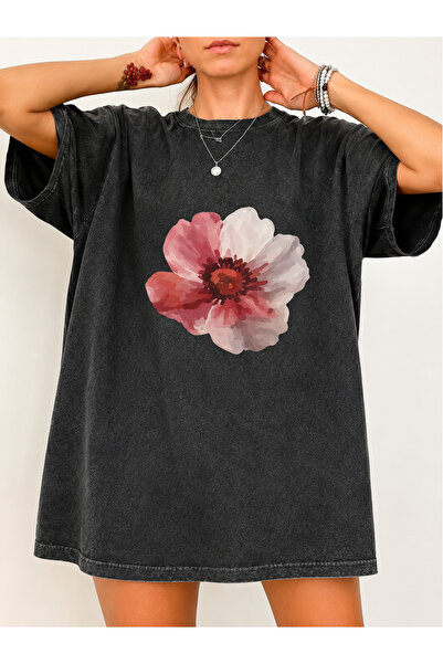 Pink Sky Acid Washed Oversize Unisex T-Shirt Washed Vintage Street Style Stre...