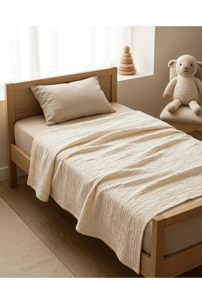 Bej Home 100% Cotton Cream Colored 4 Layer Muslin Kids & Baby Stroller Cover ...