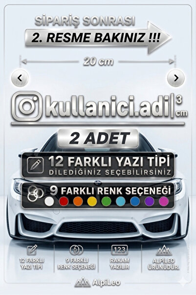 AlpiLeo (2 adet) İnstagram Kullanıcı Adı Gümüş Sticker | Scooter Akülü Araba ...