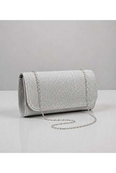 Ayhan Kundura Women's Silvery Silver Evening Dress Bag with Chain