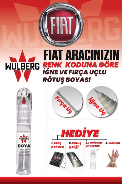 Wulberg FİAT Boya Koduna Göre Rötuş Boyası 25 ml İğne & Fırça Uçlu Kalıcı Çiz...