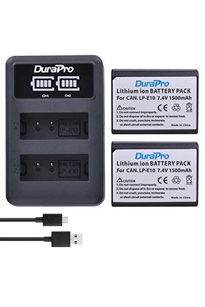 Durapro 2pc LP-E10 LP Camera Li-ion Battery + LCD USB Charger For Canon 1100D...
