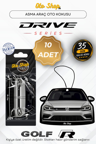 OTOSHOPTR GOLF 7.5 R Araba Kokuları Drive Serisi Oto Araç Kokusu (Gri) 10'LU