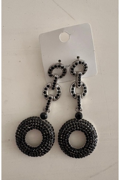 ELUNE İSTANBUL & Milano Black Crystal Stone Dangle Earrings
