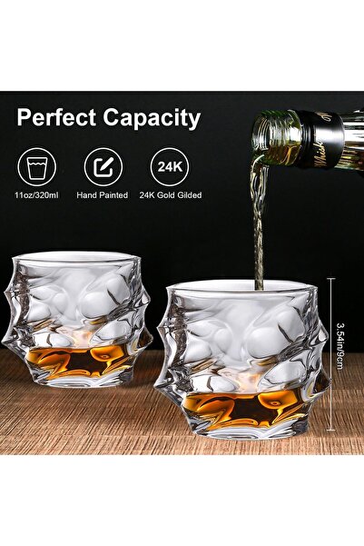EXRP Whiskey Glasses Set of 2,Crystal Old Fashioned Glasses-Luxury Collection...