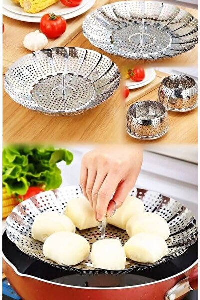 bir sürü eşya pak market Stainless Steel Adjustable Size Vegetable Steaming A...