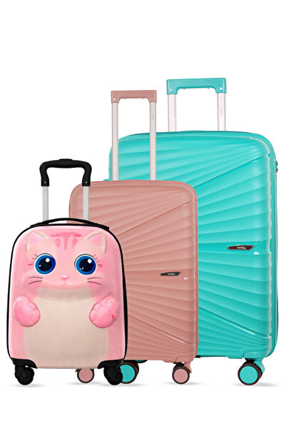 Vittag Premium Family Travel 3-Piece Luggage Set – 24, 28 Inch PP Hard Shell ...