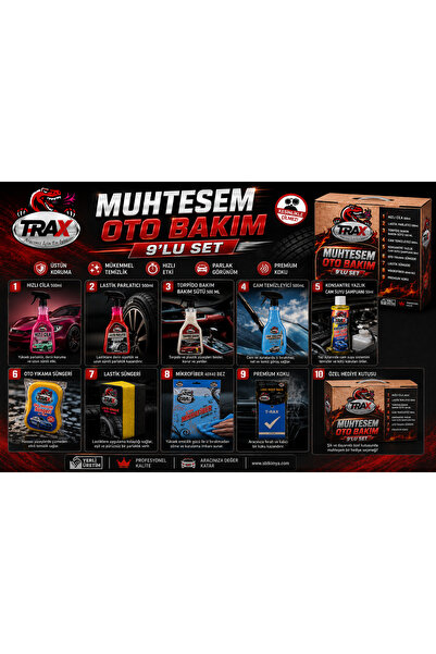 ARACINIZ İÇİN EN İYİSİ T-RAX MUHTEŞEM OTO BAKIM 9'LU SET